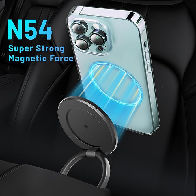 Magnetic Phone Holder for Car 360° Adjustable & Foldable Car Phone Holder Compatible MagSafe Hands-Free Suction Cup Phone Mount for iPhone & Android & All Vehicle/Car/Gym/Mirror