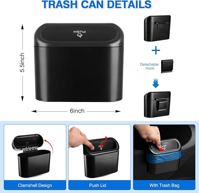 Canvcle Car Door Side Storage Box and Trash Can for 2020-2024 Tesla Model Y (Not for Juniper) Accessories Front Rear Door Insert Tray Organizer Slot Storage Protector with Trash Can 6PCS