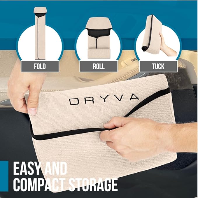 DryvaSeat - Premium Microfiber Towel Car Seat Cover - Waterproof & Sweatproof - Universal Fit, Machine Washable, Non-Slip - Seat Protector for Car, Truck, SUV, Van (Beige, 2 Pack)