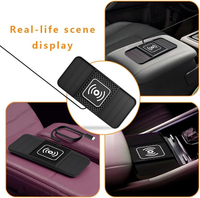Wireless Charging Pad for Car for Toyota 4Runner 2000-2025, DIY Trim-to-Fit Slim Non Slip Fast Charger Car Wireless Charging Pad 30CM Cable,A&30cm Type-C Plug Cable