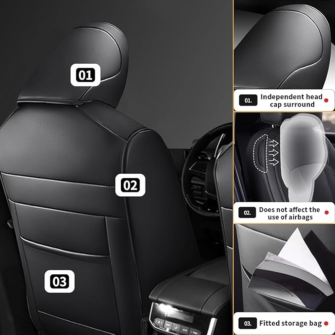 AOMSAZTO Custom Fit Seat Covers for Mazda CX-30 2020 2021 2022 2023 2024 2025 CX30 Car Seat Covers Full Set Black Faux Leather Compatible Airbag（New-CX30）