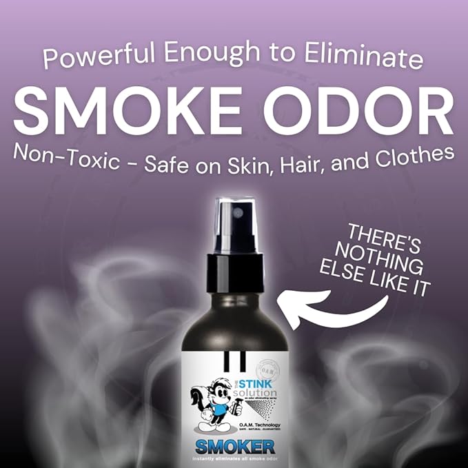 The Stink Solution Smoke Odor Eliminator Spray - Completely Remove Smoke Smell From House, Car, Clothes, Hands, Hair, & More - Best Odor Eliminator For Smoke - Bamboo Teak Fragrance - 2 16 oz Bottles
