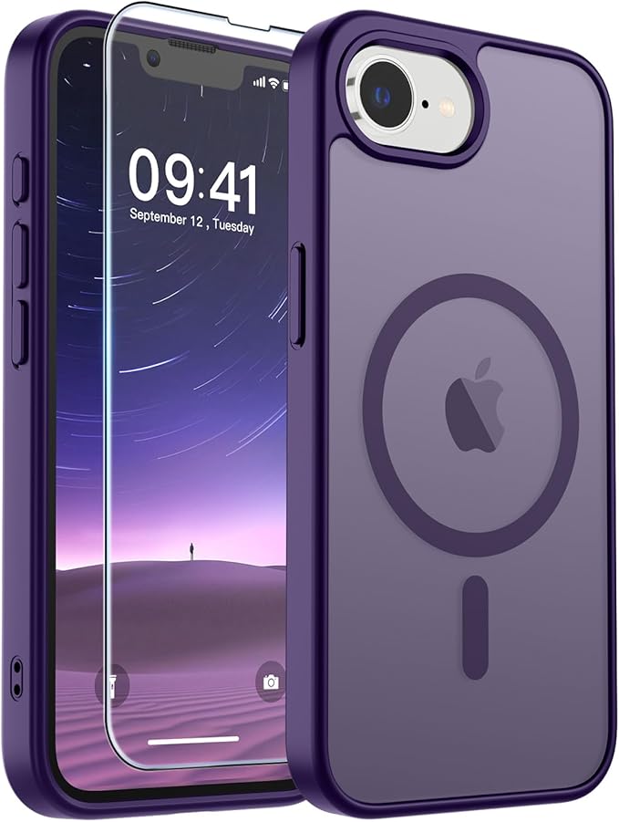 SUPFINE Magnetic for iPhone 17e Case/iPhone 16e Case 2025 (Compatible with MagSafe)(Military Grade Drop Protection) Slim Translucent Matte Shockproof with Anti-Fingerprint Phone Case,Dark Purple
