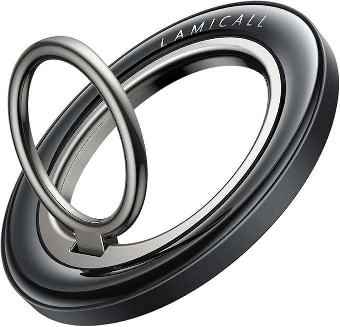 Lamicall for MagSafe Magnetic Phone Ring Grip - 360° Rotating Ring Holder with [Smooth Damping], Crystal Clear Finger Grip Kickstand, Strong Mag Safe Accessories for iPhone 17 Pro Max Air, All Phones