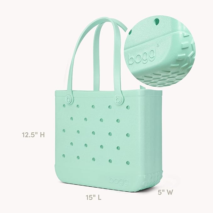 BOGG BAG Medium Tote – 15” x 12.5” x 5” – Durable, Washable, Tip-proof – Beach, Pool, Boat, Work, Sports (Sea(foam) Shimmer)