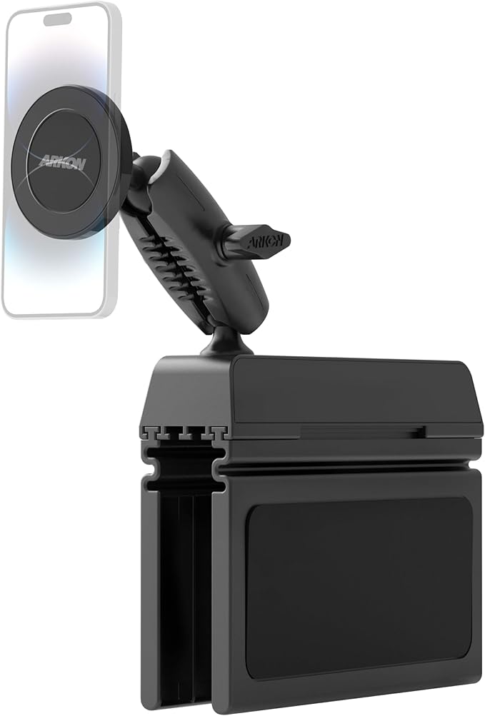 ARKON Mounts Magnetic Phone Holder Console Wedge Mount | for Cars and Trucks | Strong Magnetic Hold | Adjustable Arm | Works with MagSafe | Compatible with iPhone, Galaxy, Note, and More