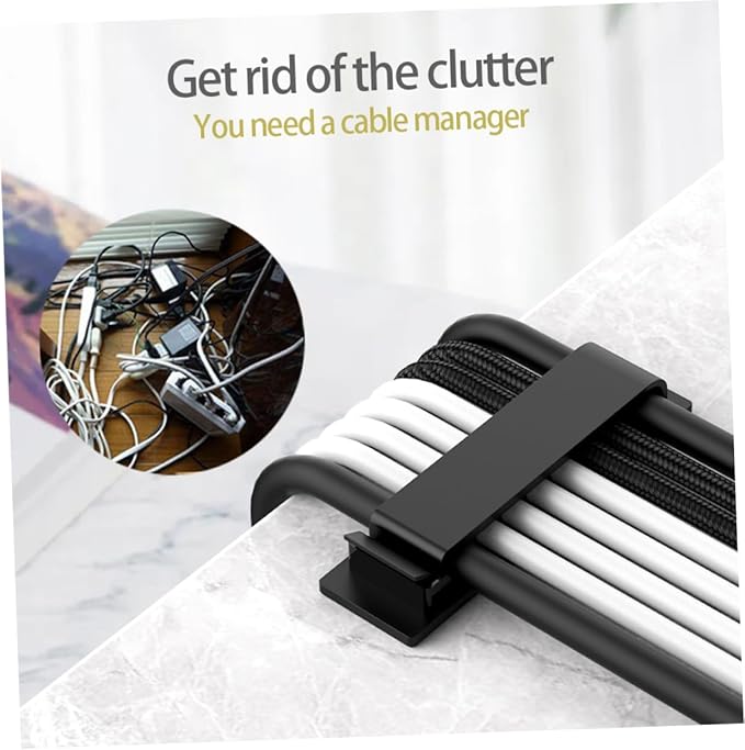 HOMSFOU 16pcs Self-Adhesive Cable Organizer for Cables Desktop and Compact Wire Management for Home Office Study