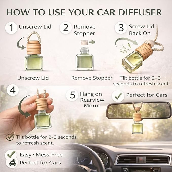 4 Pack Air fresheners | Premium Car Diffuser – Handmade in USA | Phthalate-Free, Non-Toxic Fragrance | Stylish Air Freshener for Car & Small Spaces. (10 ml All Black - Black Ice (Type) set of 4)