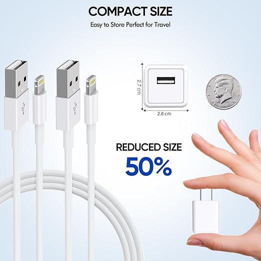 iPhone Charger [Apple MFi Certified] Apple Charger Cord 2Pcak 6FT Lightning Cable Fast Charging with Wall Charger Block Travel Plug Brick Adapter for iPhone 14/13/12/11/XS/XR/SE/7/8/8 Plus/AirPods
