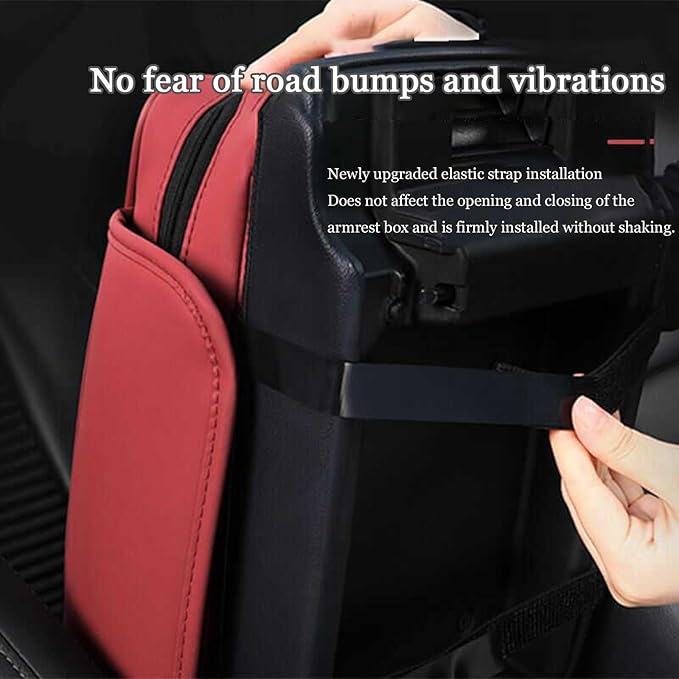 Car Center Console Cover for Fiat 500L (Type 330) 2012-2021, Leather Car Arm Rest Cover, Car Armrest Cushion with 2 Storage Bags Car Center Console Armrest Pad, D Brown