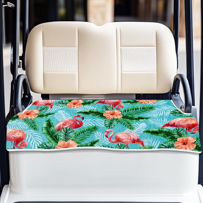 ORIGACH Flamingos Golf Cart Seat Covers, Comfortable Cooling Golf Cart Blanket Towel, 100% Microfiber, Fits EZGO, Club Car, and More 2-Seat Golf Carts, 51x31inch