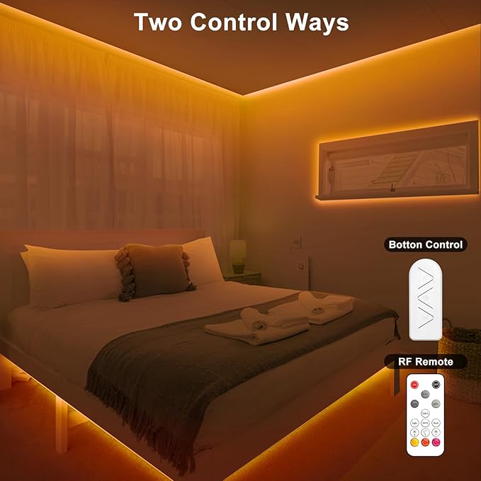 Tatazone 32.8ft 1800K COB Led Strip Lights with RF Remote, Dimmable Bright Adhesive Indoor Amber Led COB Light Strip for Cabinet, Painting, Room, Bed