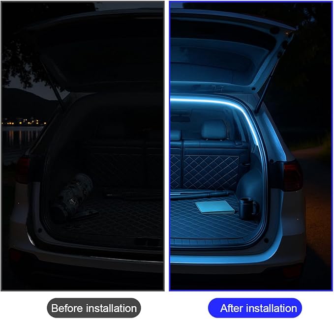 Car Trunk LED Strip Light, 6.56FT Silicone Flexible Cuttable Vehicle Trunk Cargo Ambient Lighting, Waterproof Bright Auto Trunk Interior Lamp Decoration, Universal for SUV RV Truck (Blue)