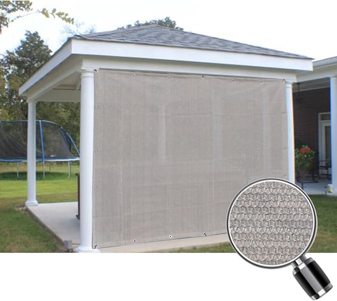 Alion Home Sun Shade Privacy Panel with Grommets and Hems on 4 Sides for Patio, Awning, Window, Pergola or Gazebo - Smoke Tan (8' x 10')