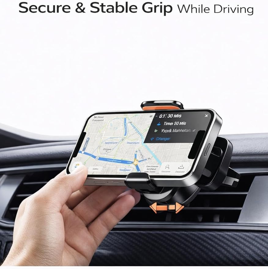 Car Phone Holder with Wireless Charger, Auto Clamping Car Mount, Fast Charging Phone Holder for iPhone & Android, Dashboard Windshield Air Vent Mount