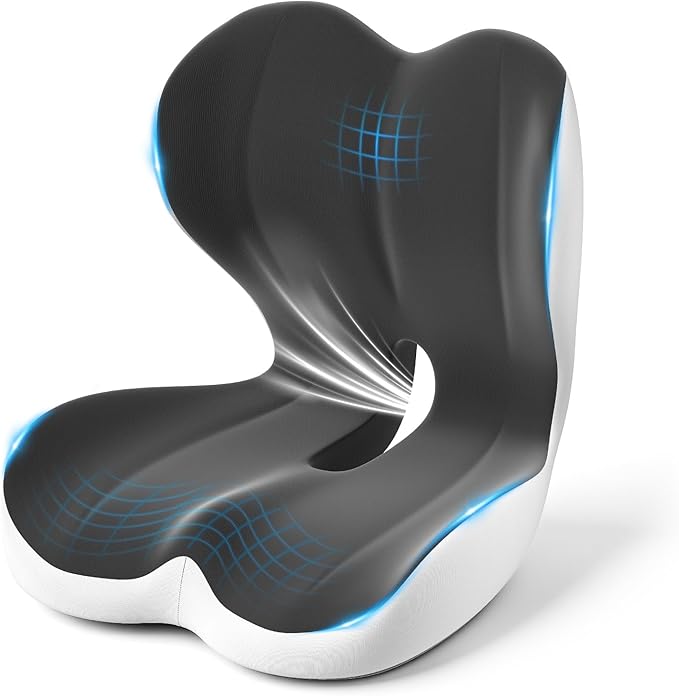 Seat Cushion, Memory Foam Car Seat Cushion with L-Shaped Ergonomic Design, Tailbone Pain & Sciatica Pain Relief Cushion for Office Chair, Car, Truck Drivers, Long Work Sessions and Wheelchair