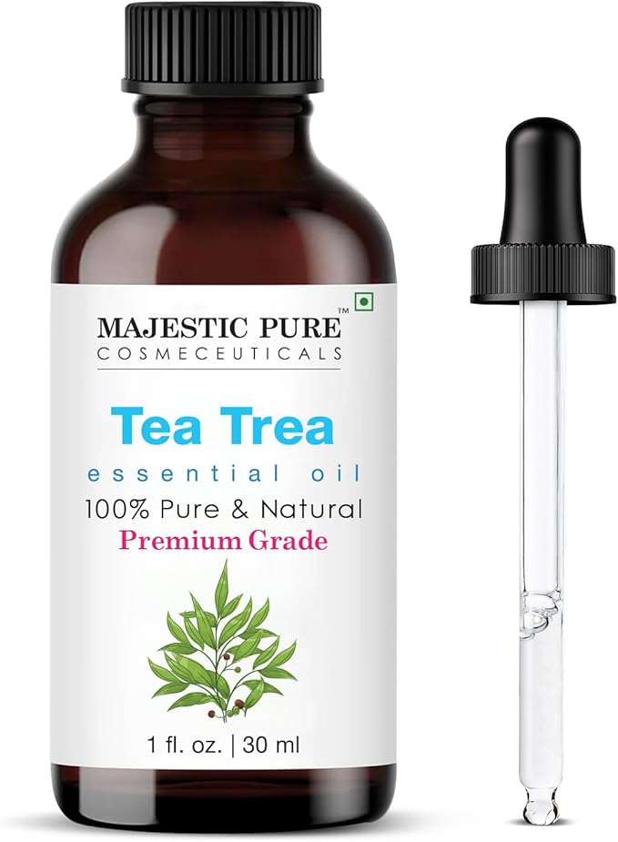 Majestic Pure Essential Oil with Glass Dropper - 100% Pure and Natural - Essential Oils for Diffuser, Aromatherapy, Soap and Candle Making, Tea Tree Essential Oil, Tea Tree Oil, 1 Fl Oz