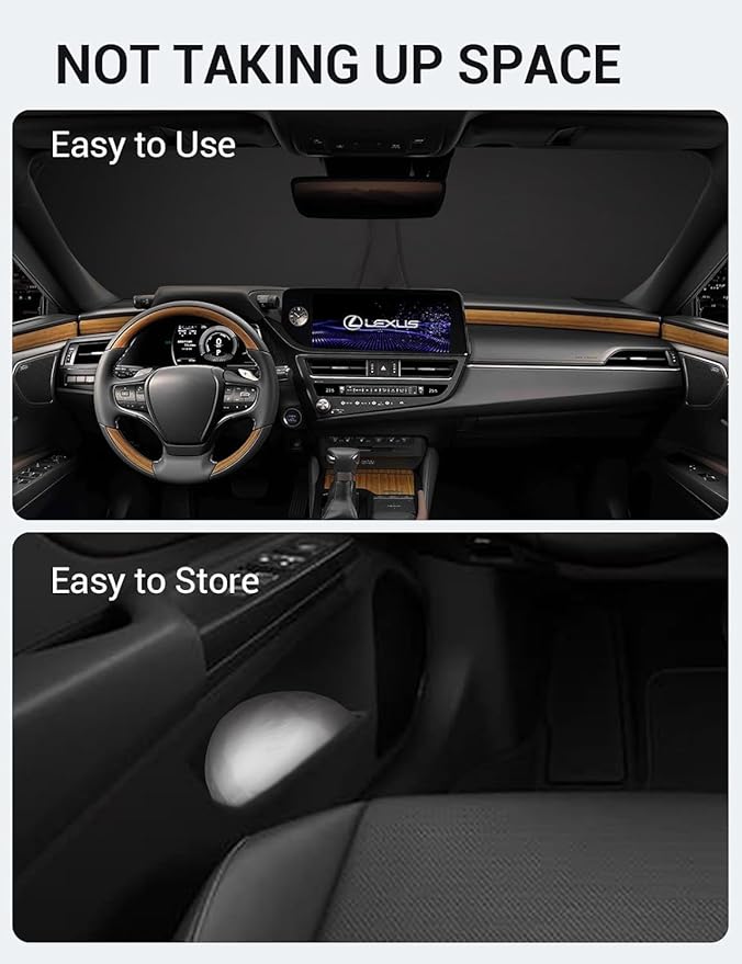 Proadsy 2026 Upgrade Front Windshield Sun Shade Foldable Sunshade Protector Custom Fit 2019-2025 ES Sedan Accessories