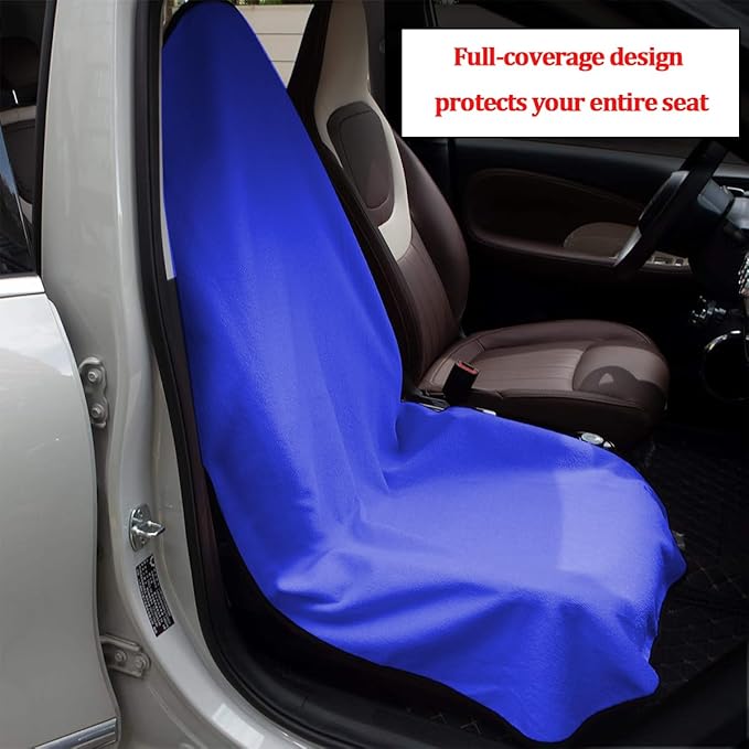Car Towel Seat Cover, Performance Microfiber Washable Non Slip Vehicle Front Seat Covers, Sweatproof Automotive Interior Chair Protectors, Universal for SUV Automobile Truck (Dark Blue)
