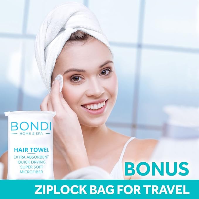 Bondi SPA Microfiber Hair Towel – Dries Hair 50% Faster – Anti-Frizz Towel for All Hair Types – Super Absorbent & Soft - XL (Rectangle) - 42 x 22 inches