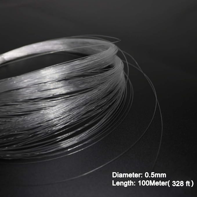 AZIMOM PMMA Plastic End Glow Fiber Optic Cable 0.5mm(0.02in) 100m(328ft)/Roll for Star Sky Ceiling All Kind Led Light Engine Driver Source
