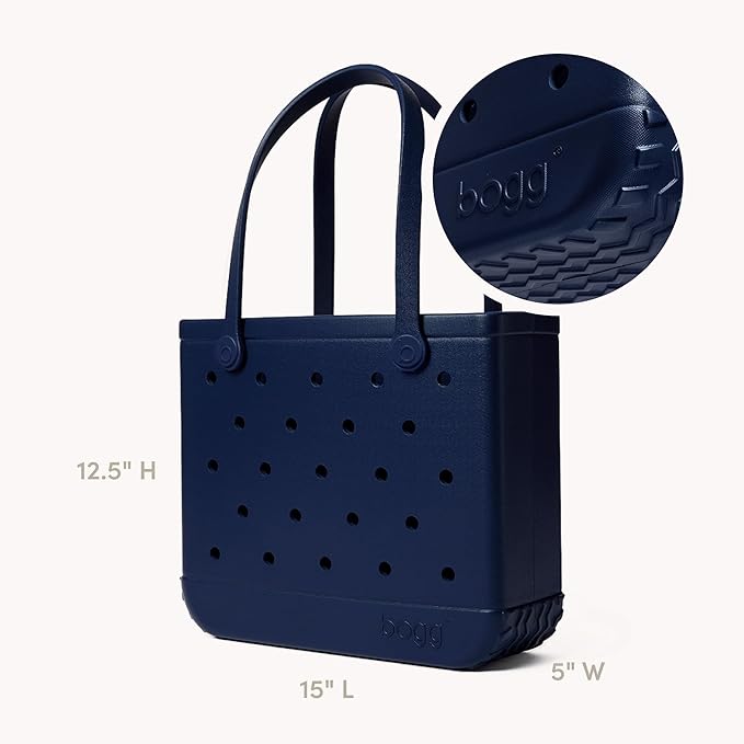 BOGG BAG Medium Tote – 15” x 12.5” x 5” – Durable, Washable, Tip-proof – Beach, Pool, Boat, Work, Sports (You Navy Me Crazy)