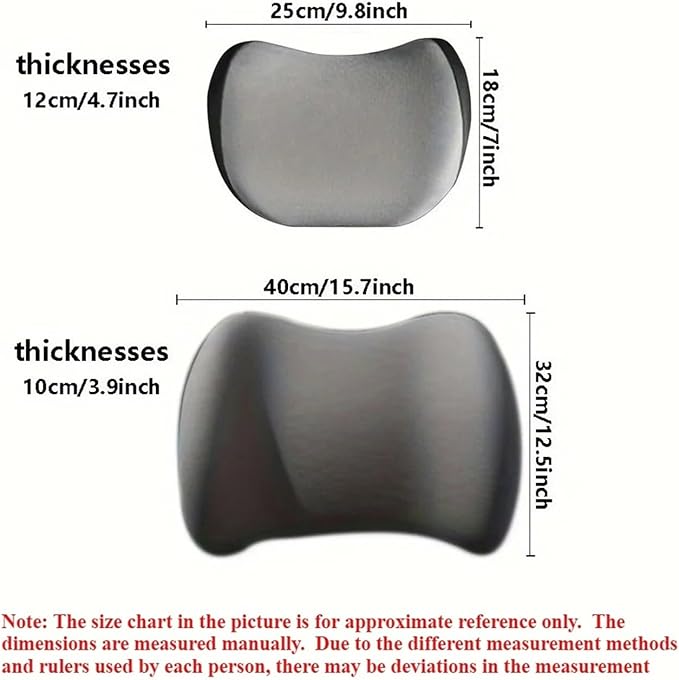 Memory Foam Car Neck Pillow & Waist Cushion - Soft fit for Seat Headrest & Lumbar Support for Comfort(Hb-Black Waist 1PC)