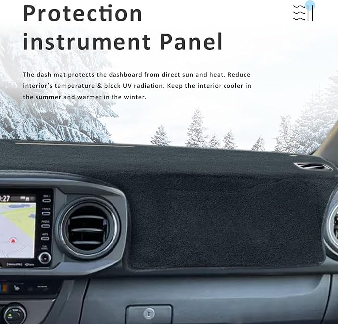auovo Dashboard Cover Mat Compatible with Toyota Tacoma 2016 2017 2018 2019 2020 2021 2022 2023 Anti-Slip Dash Cover Dash Carpet Cover Sunshield Protector