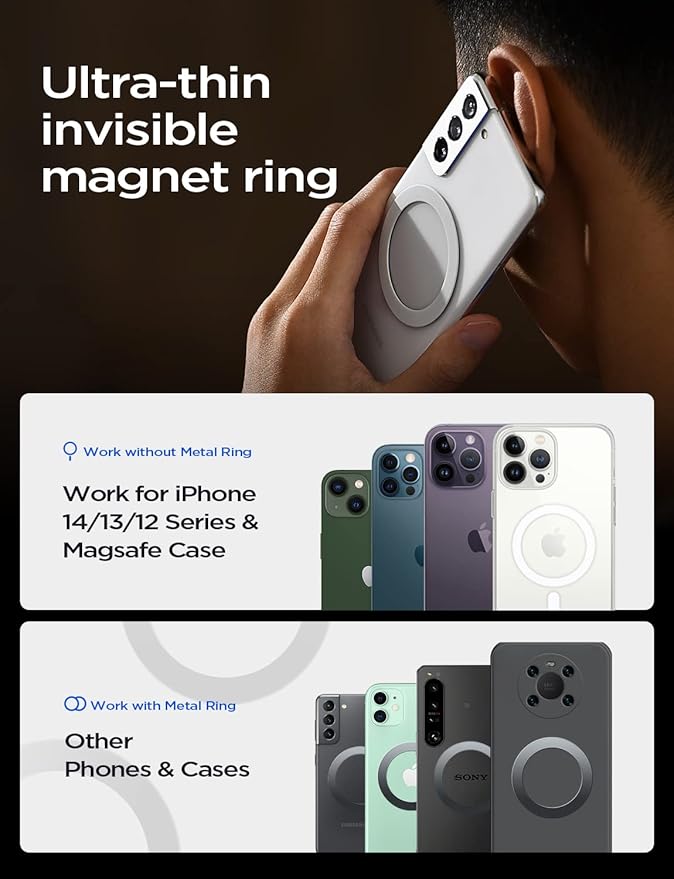 LISEN for Magsafe Car Mount, Magnetic Phone Holder for Car Vent Phone Mount, Hands Free Phone Mount for Car Accessories Dashboard Windshield Vent Cell Phone Holder for iPhone Car Mount Silver Kits