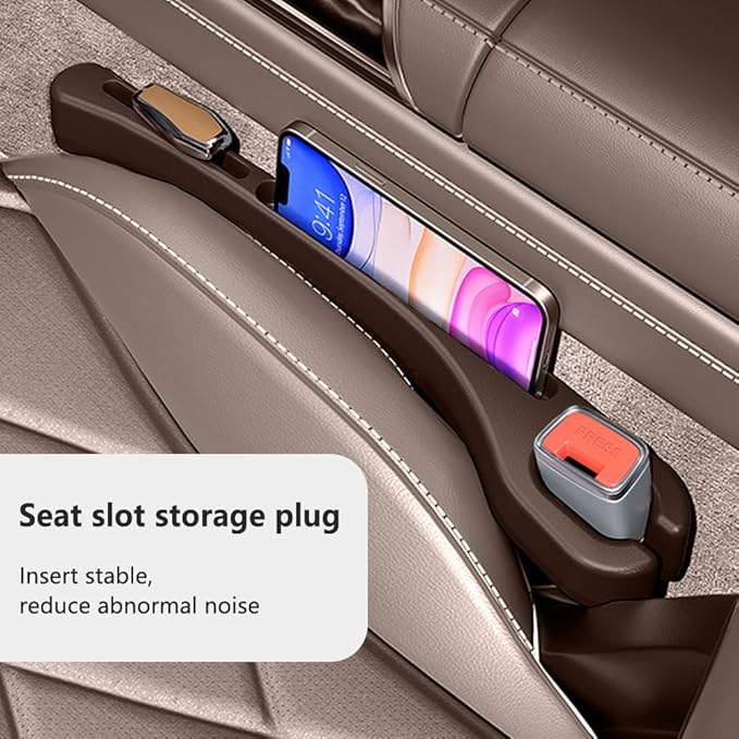 2PCS Car Seat Gap Filler Organizer with Phone Holder,[Upgrade Version] Car Seat Gap Organizer for Prevent Falling,Essential Car Accessories Car Side Seat Gap Filler (Brown)