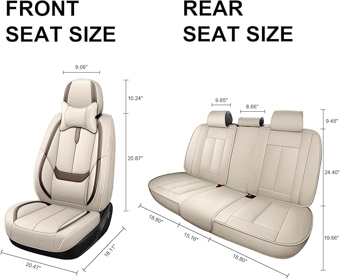 Fit for 98% of Mercedes Benz Car Seat Covers with Headrests, Premium Nappa Leather Seat Cover, Fully Wrapped Protect Modern Style Seat Cover (5-Seat Luxury, Beige & Brown)