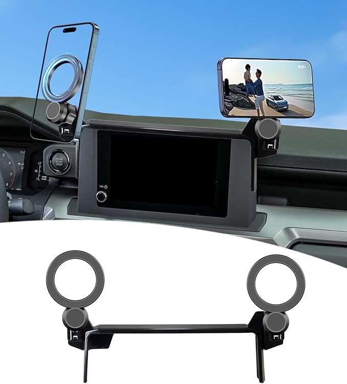 Magnetic Car Phone Mount for 2024 2025 2026 Toyota Tacoma Accessories, for MagSafe Strong Magnets Cell Phone Holder 8-Inch Screen Cradles, with Portable Phone Gripper 360° Rotation