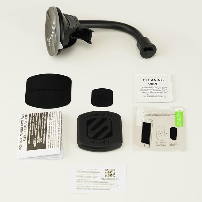 Scosche MAGTHD2 MagicMount XL Magnetic Phone Holder Suction Cup Phone Mount for Car Dash, Window or Flat Surface, Adjustable, Stick Grip Base with Magnet, Black