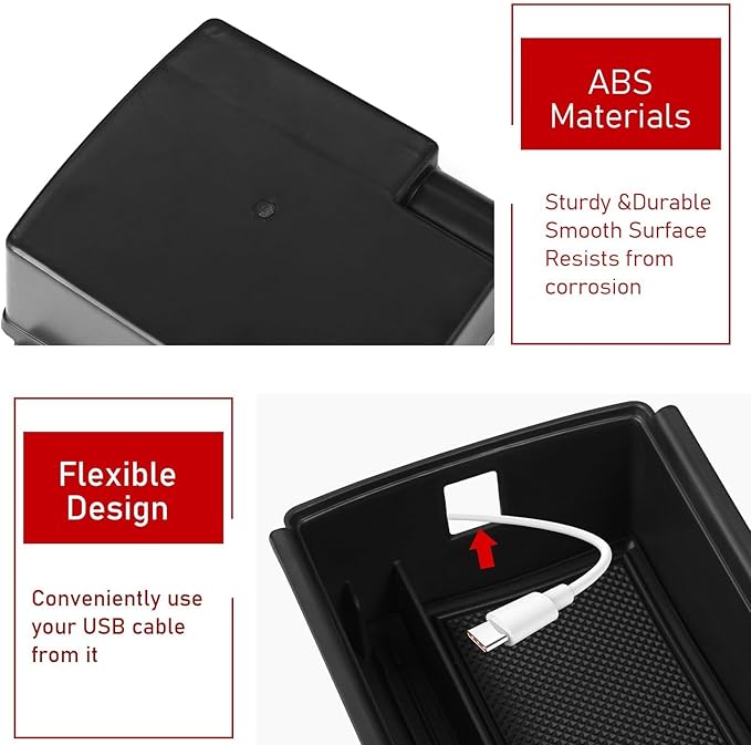 TTCR-II Compatible with 2025-2026 Volkswagen Tiguan Center Console Organizer, for 2025 2026 VW Tiguan Console Organizer Tray Secondary Storage Box