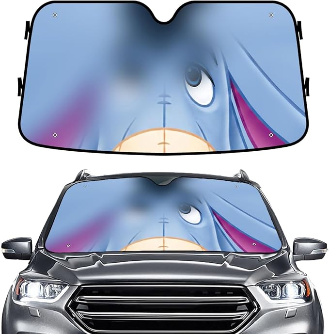 GENANY Cartoon Character Windshield Sun Shade for Car SUV Truck (55x30 Inches), Front Window Visor for Windows, Protector Blocks UV