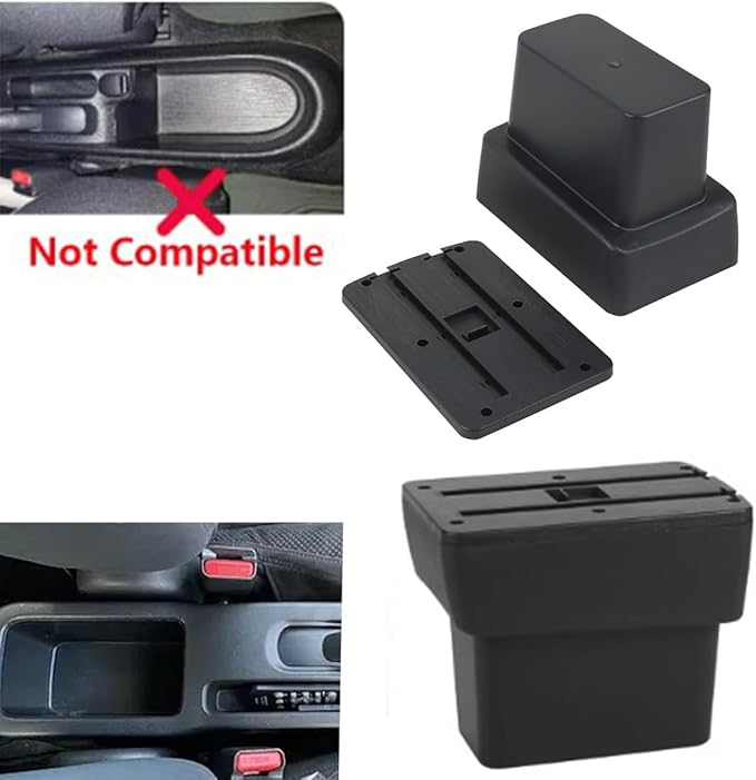 AULPHIKE Compatible with Nissan Note Armrest E-Power Car Center Console Organizer Armrests Double Door Storage with USB Ports（Carbon Fiber Style）