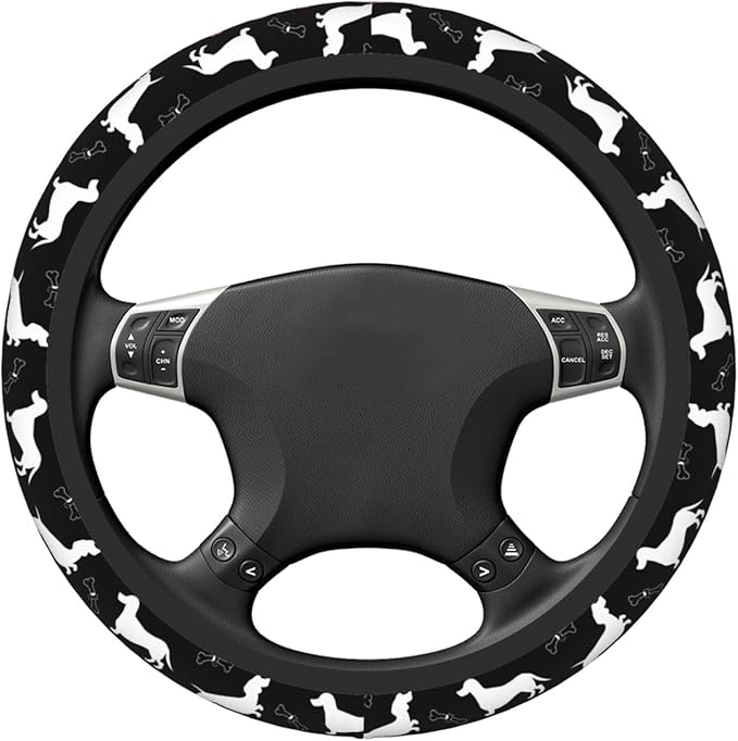 Dachshund Lovers Steering Wheel Cover for Women Elastic Rubber Steering Wheel Universal 15 Inch Fit for Cars, Auto, SUVs