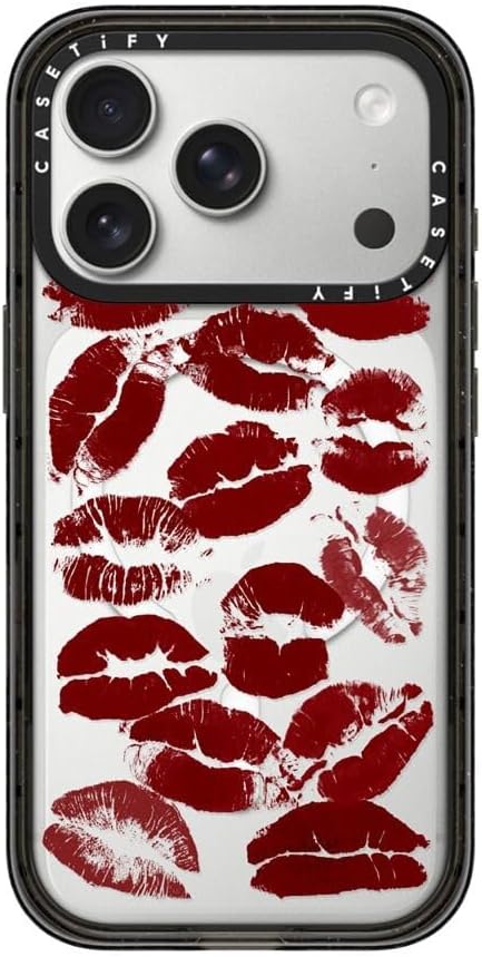 CASETiFY Impact iPhone 17 Pro Case [Slim/Compatible with Magsafe / 8.2 ft. 4X Military Grade Drop Protection] - Hot Lips - Clear Black