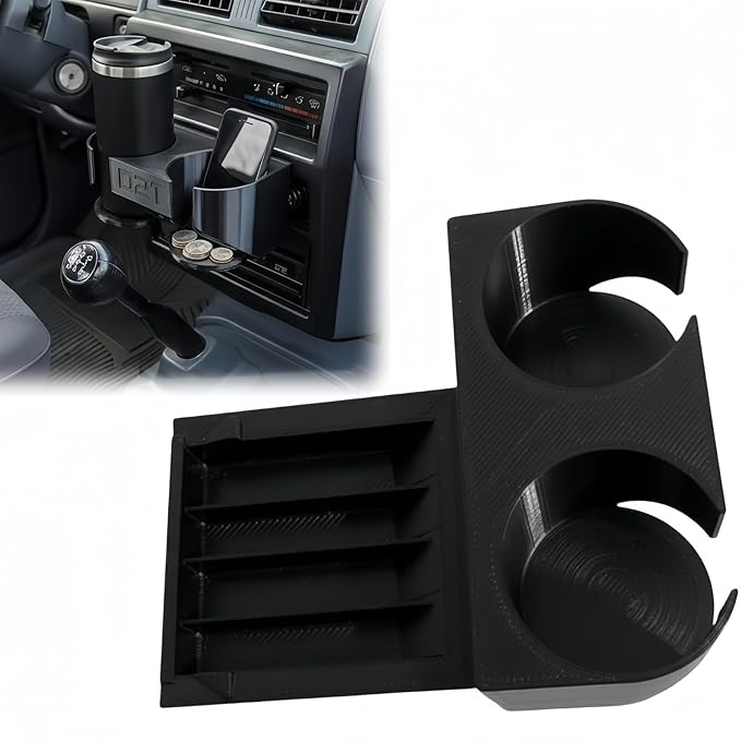 Center Console Cup Holder & Coin Tray Insert Compatible with Nissan D21, Interior Dashboard Ashtray Replacement Upgrade for Hardbody Pickup Truck, Secure Fit Drink Organizer