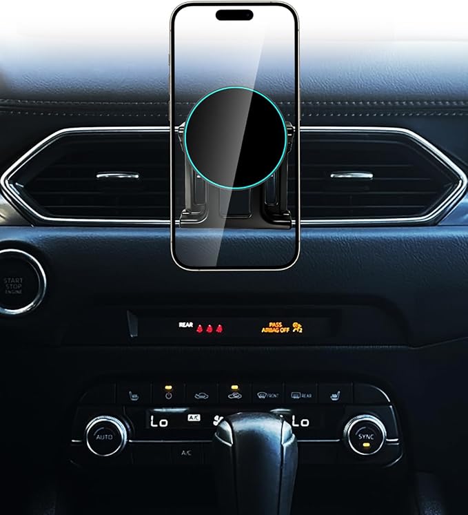 SKYLOTEC Phone Holder for Mazda CX-5 CX5 2017-2025 Accessories Car Magnetic Phone Mount Compatible with MagSafe, Strong Magnets Fast Wireless Charger CX 5 Cell Phone Holder Base