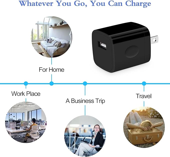 Single Port Charging Block, 4Pack 1A/5V Black Wall Charger Box USB Charging Plug Cube Brick for iPhone 17 16 Pro 15 14 Pro Max 13 12 Plus,Samsung Galaxy S25 S24 S23 A15 A14,Moto,Android Phone Chargers