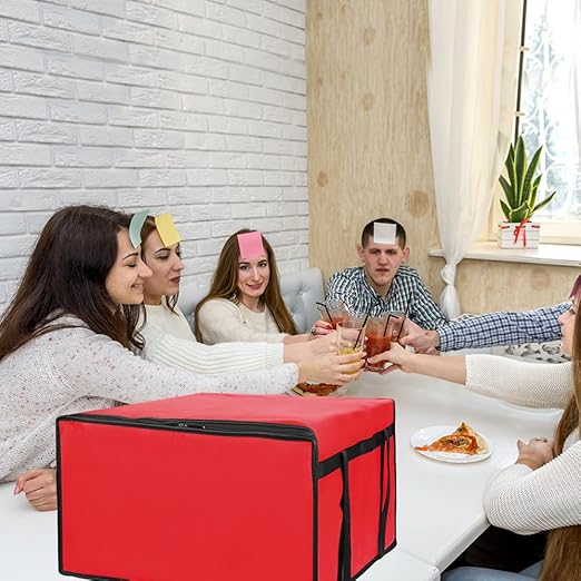 CIVJET Insulated Pizza Delivery Bag for Carry Hot, 20" x 20" x 14" Carrier Warmer, Insulated Food Delivery Bag, Insulated Grocery Cooler Bags for Catering/Doordash, Commercial Food Warmers（Red, 1Pk）