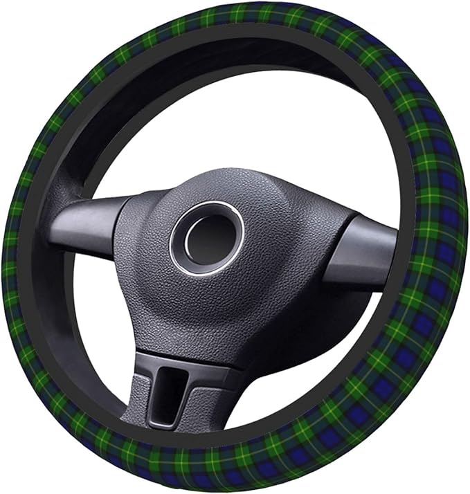 Thickened Elastic Steering Wheel Cover, Gordon Tartan Blue Green Plaid Ultra, Soft, Breathable, Fit for Cars, SUVs, Trucks, Stylish Comfortable Grip