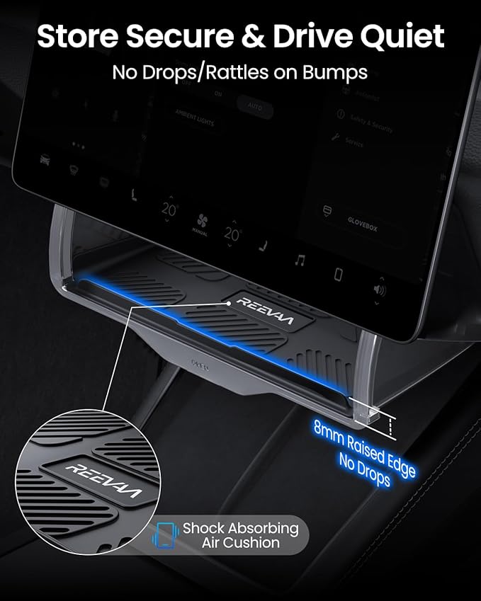 REEVAA Upgraded Tesla Model Y Hidden Under Screen Storage Box for Model Y 2020-2026 (Fit New Model Y Juniper) [One-tap Open & Stable Installation] Model Y Accessories, Center Console Organizer Tray