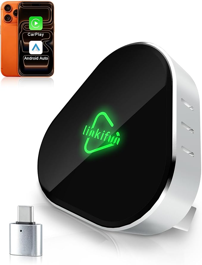 Mini Wireless Carplay Adapter, Compatible with Apple iPhone iOS 10+ Android 11+, Plug & Play, Compact Design for iPhone & Android with USB-A/Type-C Port