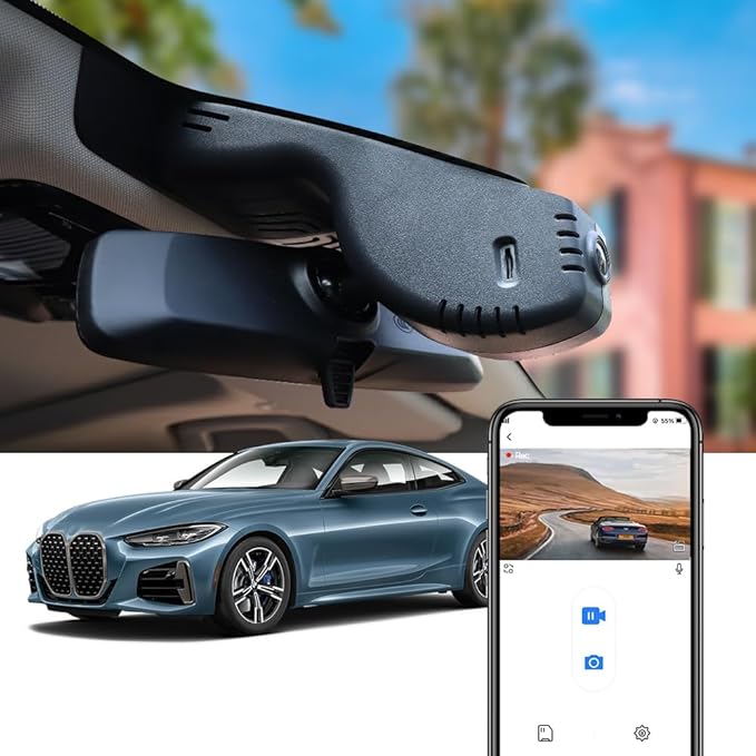 Fitcamx 4K Dash Cam for 2020-2024 BMW 4 Series M4 430i 440i M440i Xdrive G22 G23 G26 G82 G83 (HD2-6808), OEM Look, UHD 2160P Video, WiFi&APP, Loop Recording, Gravity Sensor, Plug&Play, 64GB Card