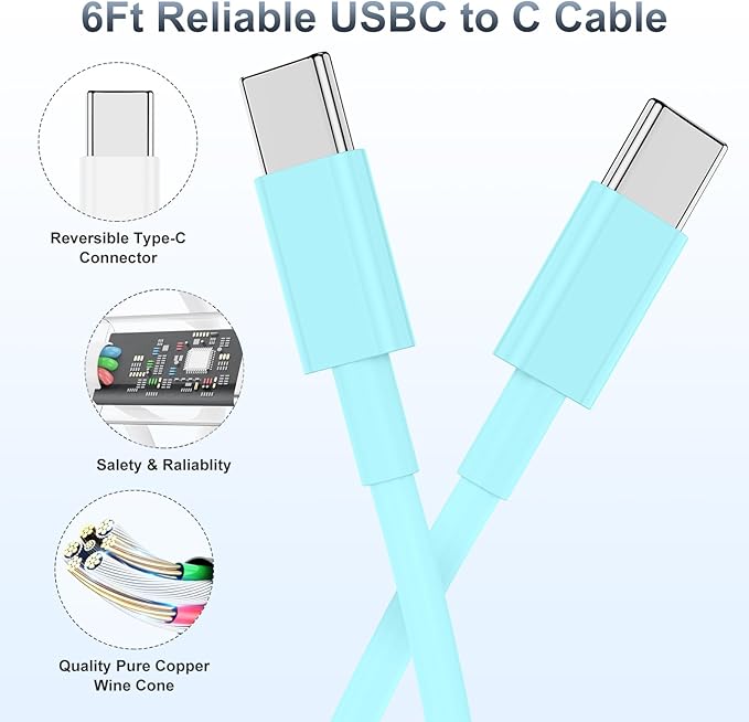 iPhone 17 16 15 Fast Charger, 20W USB C Charging Block for Apple iPhone 17 Pro Max/17 Air/16 Pro/15 Plus, iPad 12/11 inch/Mini/6 Gen,Wall Plug Power Adapter Cube Brick/6ft Type C to C Cable Cord Long