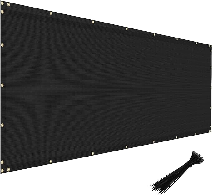 Windscreen4less Privacy Fence Screen Heavy Duty Windscreen Fencing Mesh Fabric Shade Net Cover with Brass Grommtes for Outdoor Wall Garden Yard Pool Deck, 8'x171' Black