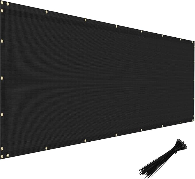 Windscreen4less Privacy Fence Screen Heavy Duty Windscreen Fencing Mesh Fabric Shade Net Cover with Brass Grommtes for Outdoor Wall Garden Yard Pool Deck, 8'x264' Black