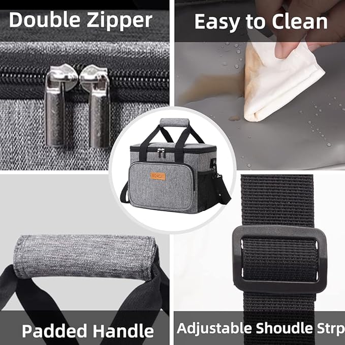 iknoe Insulated Lunch Bag, Foldable 14L Cooler Bag for Men & Women, Leakproof Thermal Design, Great for Office, Picnic, Travel, Lunch Box, Grey New